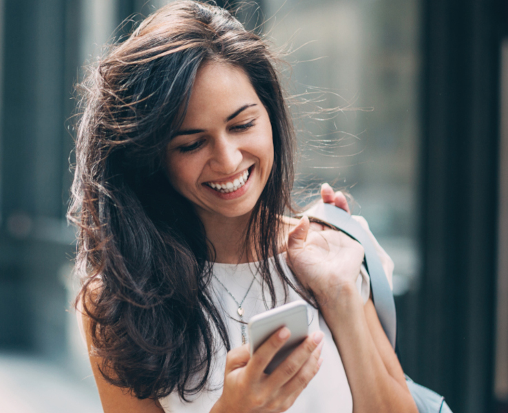 Girl on phone. Contact page